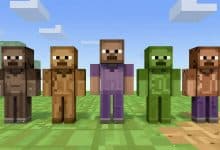 Paisagem de Minecraft reunindo sete biomas distintos, com planícies, floresta, deserto, selva, taiga, oceano e Deep Dark